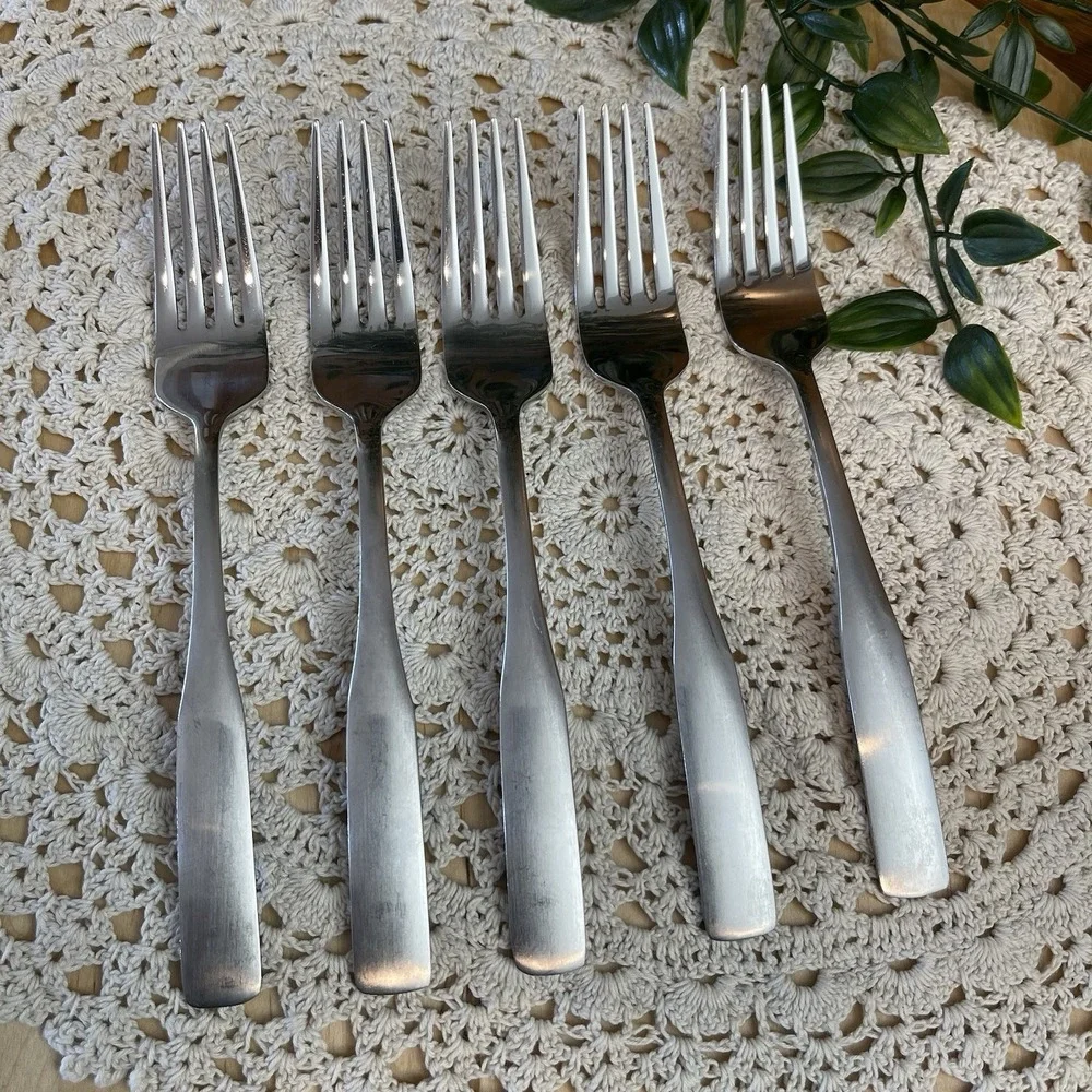 Cambridge Madison Stainless Flatware 5 Dinner Forks Brushed Satin Replacements
